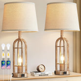 SRJJA table lamp with dual-light top for versatile living room use