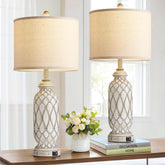 SRJJRS farmhouse table lamp assembly showing quick setup for bedside style