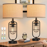 SRJJRS 24in farmhouse lamps pair on a living room table for ambient lighting.