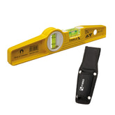 Stabila 81s-10mh magnetic level with holster securely holds on steel surfaces.