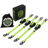 STARLEAPARTS retractable ratchet strap extended for quick hauling on the job.