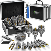 Staten Tools Tungsten Carbide Hole Saw Kit outer blade enables clean cuts in metal.