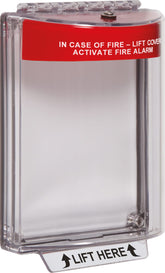 STI Universal Stopper flush-mount red cover protects pull stations from vandalism