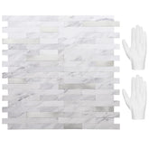 STICKGOO white marble with metal silver backsplash tiles for a modern kitchen upgrade