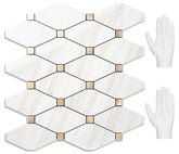 STICKGOO polished dolomite backsplash tiles add durable shine to your kitchen walls.