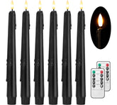 Stmarry black flameless taper candles with remote timer on table for safe Halloween ambiance.