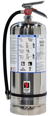 Strike First SF-6LK stainless steel cylinder, kitchen-ready for fast grease-fire response.