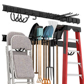 Sttoraboks garage tool storage rack keeps tools organized and within easy reach.