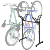 Sttoraboks two-bikes floor stand safely holds two bikes in garage or shop.