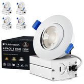 Sublimation four-pack 3-inch gimbal LED recessed lights with junction box for easy installation.