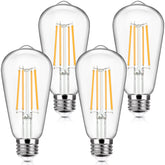 Sucolite vintage LED Edison bulbs 4-pack brighten rooms with warm ambience.