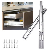 Sulawskys 12-inch soft-close drawer slide in action for silent operation.