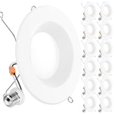 Sunco 12-pack 6-inch LED downlights with baffle trim for bright, uniform ceiling lighting.