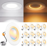 Sunco Lighting 4-inch LED downlight with night light in ceiling installation for flexible ambiance.