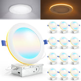 Sunco 12-pack 6-inch LED recessed light with night mode for ambient lighting.