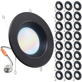 Sunco 24-pack 6-inch downlight with black baffle trim providing warm 2700K ambience