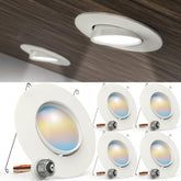 Sunco Lighting 5/6 inch LED can light with gimbal downlight focusing on artwork.