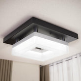 Sunco Lighting 8-inch square LED ceiling light in black for a sleek living area