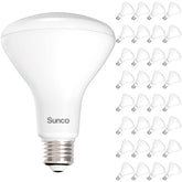 Sunco BR30 LED bulbs packaging, a 32-pack for energy-efficient home lighting upgrades