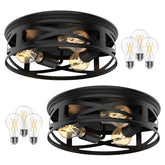 Sunco Farmhouse 3-Light Flush Mount in matte black adds timeless hallway style.