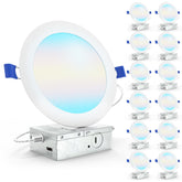 Sunco Lighting 6-inch recessed downlight with junction box for quick canless installation.