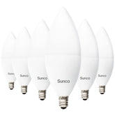 Sunco Lighting dusk-to-dawn B11 bulb for exterior sconces with automatic dusk sensing.