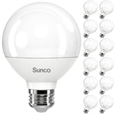 Sunco Lighting G25 LED globe bulb for bathroom vanity with frosted finish, soft glare reduction