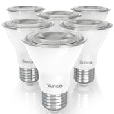 Sunco Lighting PAR20 LED bulb outdoors dimmable for porch lighting and curb appeal.