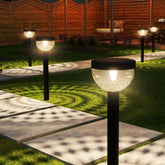 Sunco Lighting round solar pathway lights in a 6-pack arrangement for cord-free outdoor lighting