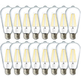 Sunco Lighting ST64 vintage LED bulb with clear glass for warm, inviting illumination.
