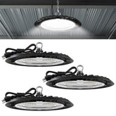 Sunco UFO LED High Bay 150W product shot highlights bright illumination in a large space