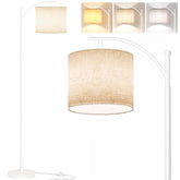 SUNMORY arc floor lamp with curved metal arm enhances modern living spaces.