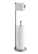 SunnyPoint free-standing toilet paper holder with a sleek silhouette for versatile bathroom placement.