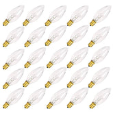 SUNSGNE clear torpedo tip bulbs for chandeliers and window candles, 25-pack