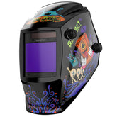 Sunstac welding helmet with large viewing screen for clear visibility.