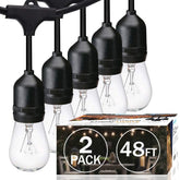 SUNTHIN 2-pack 48ft outdoor string lights with warm Edison bulbs for cozy patios.