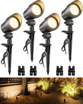 SUNVIE 6W landscape light focused on a tree with warm, inviting glow for night yards