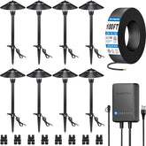 SUNVIE all-in-one pathway kit powering a front walkway with a 60W transformer