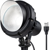 Sunvie LED 40W outdoor spotlight brightens yards with crisp 5000K daylight.