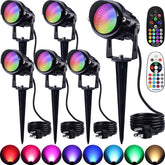 SUNVIE RGBW spot lights front view illustrating color-changing outdoor lighting for driveways.