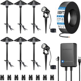 SUNVIE 60W transformer powers outdoor lighting with dusk-to-dawn control.