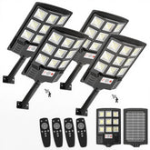 Sunwish solar street light with 108 LEDs provides bright, wide-area illumination.
