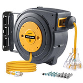 SURAIELEC 12-gauge cord reel demonstrates rugged build for daily workshop use.