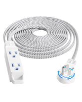 SURAIELEC 360° rotating flat plug for easy outlet access in tight spaces.