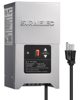 SURAIELEC low voltage landscape transformer front view in stainless housing, outdoor-ready.