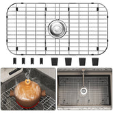 SUZLON 28x15 sink grid front view highlights durable stainless steel construction.