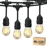 Svater 48ft outdoor string lights main view for wide patio illumination