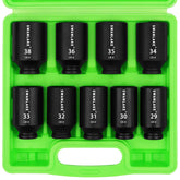 SWANLAKE 9-piece impact axle socket set in rugged case for mobile repairs