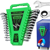 Swanlake 12-piece ratcheting wrench set in a case for quick home repairs.