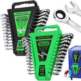 SWANLAKE 24-piece ratchet wrench set with metric and SAE wrenches for versatile automotive work